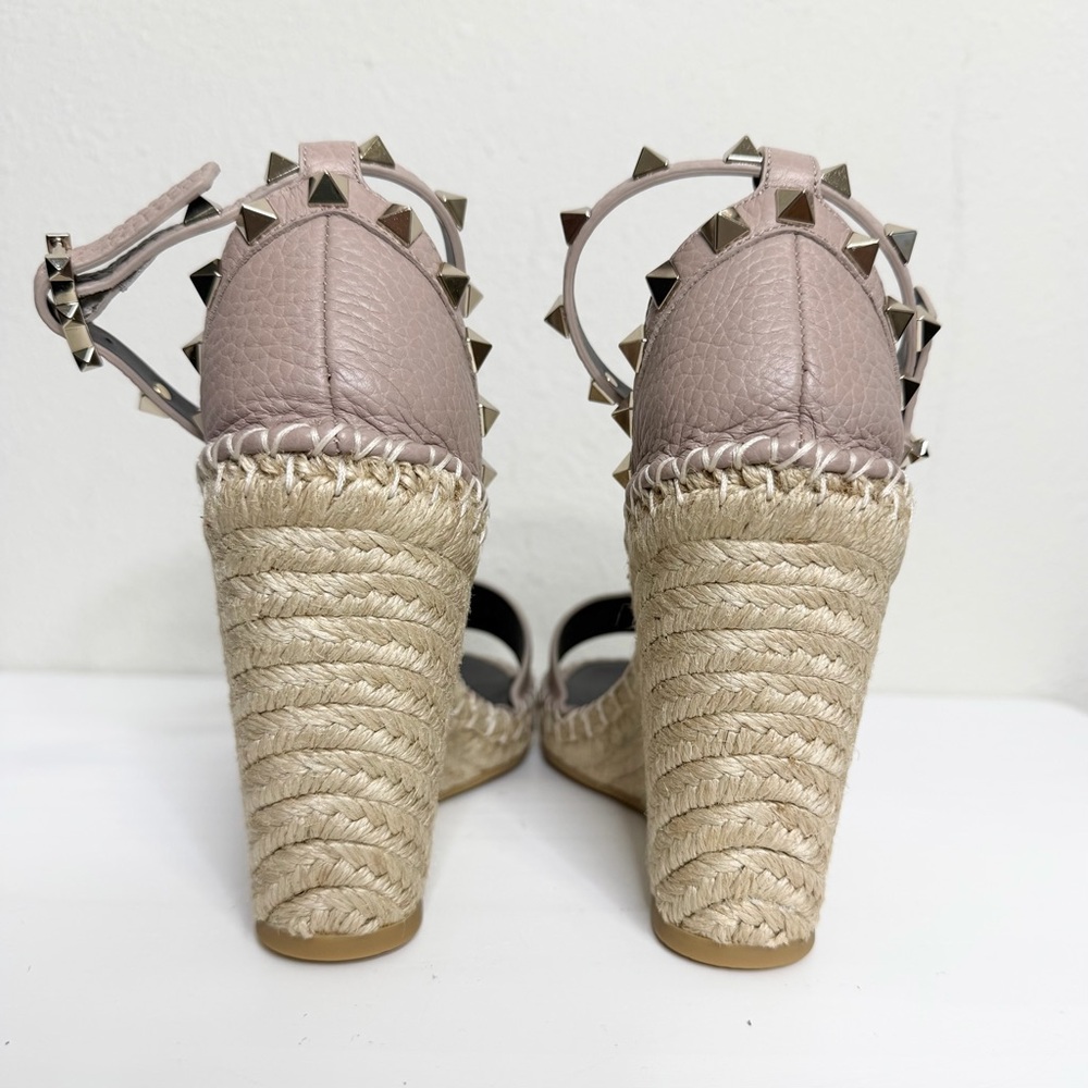 NEW Valentino Garavani Rockstud Espadrille Wedge Sandals Size 37 - Picture 7 of 9